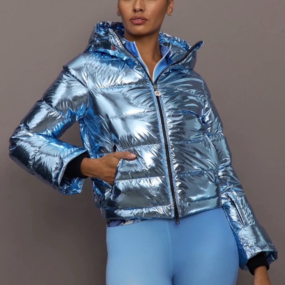 Perfect Moment Metallic Blue Puffer Jacket. Size small. NWT